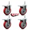 Service Caster 5 Inch Red Polyurethane Swivel 58 Inch Threaded Stem Caster Set with Total Lock Brake SCC-TSTTL20S514-PPUB-RED-58212-4 - alternate 3